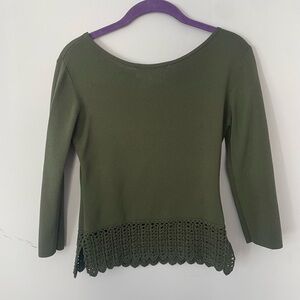 Joseph Olive Knit Top with Crochet Detail